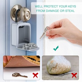 ORIA Key Lock Box, 4 Digit Combination Key Storage Boxes, 2 Pack Key Safe Boxes with Removable Shackle, 5 Keys Storage Capacity Lock Box Weatherproof Indoor Outdoor Key Lock Box, Silver, 3.66in