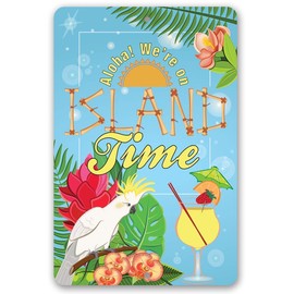 Beach Decor - We're On Island Time - Beach Sign Metal Sign - Wall Art Beach Signs for Indoor/Outdoor - Beach Decor for Bedroom, Pool Decorations Outdoor, Beach Signs for Home Decor