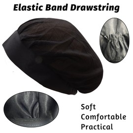 Sdfvsdg 4 Pack Chefs Hat Adjustable Kitchen Cooking Chefs Cap Food Service Hair Nets Mesh Cooking Hats Restaurant Beanie Black