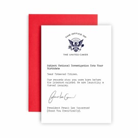 Huxters Funny Birthday Card for Him Men and Her Women Born Before Internet Letter - Fun Joke Greeting Card for Dad Brother Uncle Mom Sister Auntie - - 17 by 12cm (National Investigation)