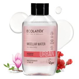 ECOLATIÈR Agua Micelar Para Piel Sensible Con Aloe Vera Orgánico - 99.1% Ingredientes Naturales, Vegano, Limpiador Facial Hidratante Y Desmaquillante Con Agua Micelar - 13.5 Fl Oz(Magnolia Para Todo T
