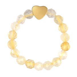 ZENGSING Elastic Natural Stone Rings Real Natural Stone Ring with Heart Pendant Gemstone Stretch Rings Beads Rings Women's Elastic Beads Rings Women, gemstone;crystal, No Gemstone