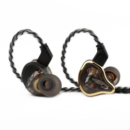 Kinboofi CCZ Warrior in Ear Monitors,Stereo Wired Earbuds,10mm Dual Magnetic Circuit DD in-Ear HiFi IEM Earphone, Noise Cancelling Headphones with Detachable Cable for Musicians (Gold, No Mic)…