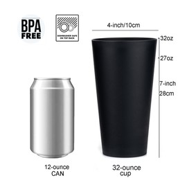 KX-WARE Vasos de plástico grandes de 32 onzas, juego de 6 vasos de bebida, color negro