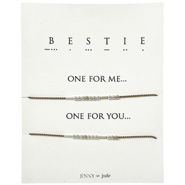 JENNYandJUDE Bestie Morse Code Bracelet Set – 14k Gold Fill Sterling Silver – Secret Message Friendship Bracelets – Minimalist Matching – Gift for Her
