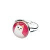 Miniblings Ring with Silver Animal Head Cat Kitten Pink Plain