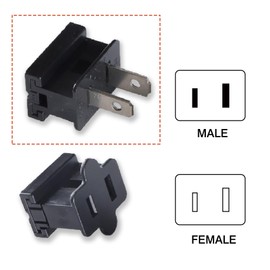 Aniai (25) Pack Vampire Plug, Slip and Slide Plug Add,Extension Cord Ends Male and Female, Replacement Electrical Plug 2 Prong, SPT-1 Wire (spt1 Male, Black)