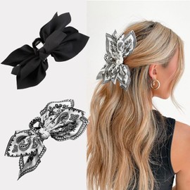 Boho Bandana Hair Claw Clips for Women, 2 Pcs Extra Large Claw Clips for Thick Hair Paisley Hair Clip Bow Knot Adorable Hair Claws Non-slip Fashion Hair Accessories Gift for Women Teen Girls