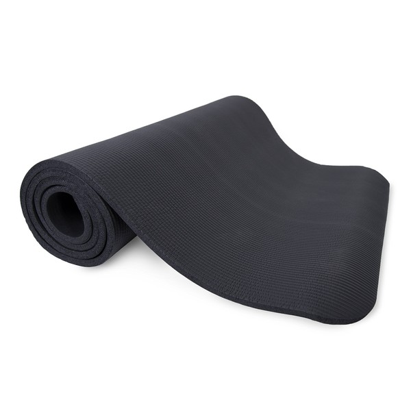 Tone Fitness Black Extra Thick High Density Exercise / Yoga Mat, with Carrying Strap