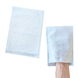 50 Molleton Wash Mitts White 15 x 22 cm - Pack of 50 | Soft & Skin-Friendly Molleton Care Gloves 60 g/m² Thin | Gentle Disposable Wash Mitts for Baby, Seniors, Clinic & Everyday Use