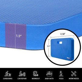 NETANY Extra Thick Kneeling Pad for Gardening, Comfortable Knee Pad Cushion, Extra Large Foam Kneeler Mat for Gardening, Baby Bath, Work, Exercise & Yoga, Mechanic, 17.8 x 11 x 1.5 in, Blue