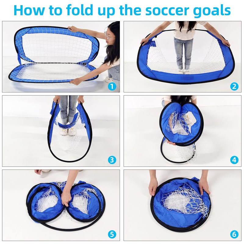 2 Pack Soccer Goals for Backyard, Portable Soccer Goal, Collapsible