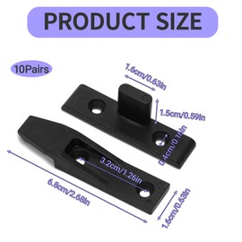 10 Pairs Bath Panel Clips Easy to Setup Plinth Clips Drop On Hook On Push in Plinth Fasteners Fittings Press Fit Panel Brackets ABS Kickboard Clip for Kitchen Cabinets Wardrobe Bed Table (Black)