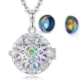 EUDORA Harmony Ball Schneeflocke Asche Urnen Kette für Damen, Einäscherung Schmuck Memorial Urn die Asche des Hund Katze Mutter Oma Haustier Vater, Andenken Beerdigung Medaillon Anhänger, 61cm