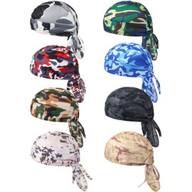 Foaincore 8 Pack Do Rag Skull Caps for Men Sweat Wicking Doo Rags Cooling Helmet Liner Cycling Motorcycle Bandana (Bright Color,Classic Style)