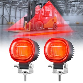 Round LED Forklift Safety Warning Light, 10W Forklift Lights with 2 High-Brightness LED Chips, DC 12-80V Universal Forklift Warning Spotlight for Electric Forklifts, Warehouse & Industrial Use (Red)