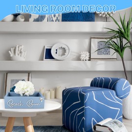 Jazcimdo Beach Coastal Room Decor, Nautical Coastal Rustic Themed Table Centerpiece & Toilet Paper Basket with Painted Jar Artificial Flowers for Bathroom, Bedroom and Living Room Home Decor