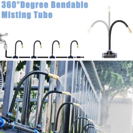 Tivddikun Drip Irrigation Kit, 360° Bendable Watering System with 49FT/15M Drip Irrigation Hose, 15 T-joints, 15 Adjustable Brass Misting Nozzles, 10 Fixed Stems, Anti-blocked Universal Faucet Adapter