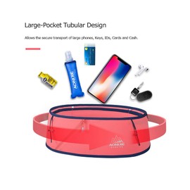 Running Pouch Belt Waist Pack Fanny Bag with 250ml Soft Water Bottle, Bounce Free Fashion Workout Jogging Travelling Money Pocket Belt for Women, Black, L/XL, Running
