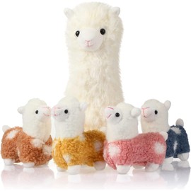Llama Stuffed Animals Set - 11" Mommy Alpaca Stuffed Animal with 4 Baby Llamas 4.7", Cute Llama Plush Stuffed Alpaca Plushie, Ideal for Birthdays, Anniversaries, Home Decor