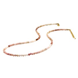 Gempires Pink Opal Gemstone Necklace, Choker Style Beaded Necklace, Faceted Beads Necklace, Natural Gemstone Jewelry, October Birthstone, 18 + 2 Inch Adjustable Length