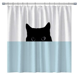 Cat Shower Curtains, Polyester Fabric Bath Decor Shower Curtain with Hooks, 71x71inch