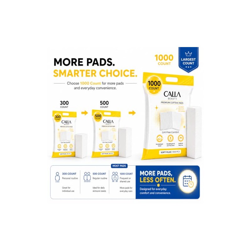 Soft Plus Almohadillas de algodón para cara, 500 unidades (400
