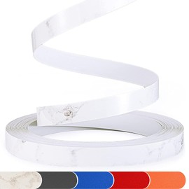ZYJT Marble Edge Banding 2" x 25ft Non Glued PVC White Edge Banding High Glossy Edge Banding for Table Cabinet Furniture