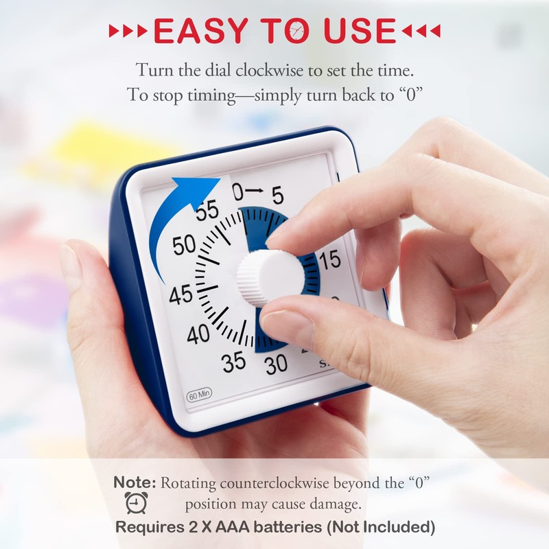 Secura 60-Minute Visual Timer, Classroom Timer, Countdown Timer for Kids