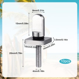 10 PCS 316 Stainless Steel Surfboard Fin Screws, Marine-Grade Saltwater Resistant Fin Screws with O-Rings for Paddle Board, Longboard, SUP Accessories, No-Tool Installation Replacement Screws