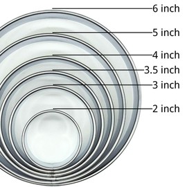6 PCS Round Cookie Cutter Set (2, 3, 3.5, 4, 5, 6 Inch) DOCZEN Large Stainless Steel Circle Cutters Donut Cutter for Baking, Biscuits, Cakes, Sandwiches - Durable & Easy to Clean