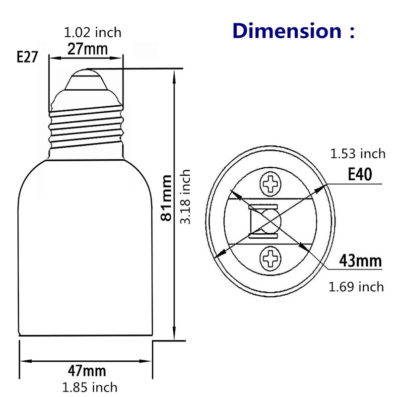 10 Pack Medium Base E26 to E39 Mogul Socket Adapter