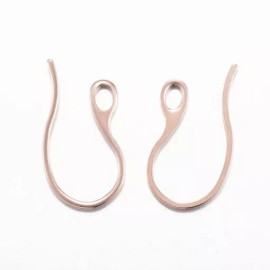 Unbranded 10 pcs 304 Stainless Steel Earring Hooks with Loop Hole – Rose Gold –22mm x 11mm