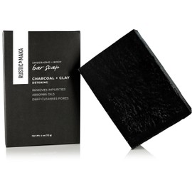 Rustic Maka Deep Cleansing Charcoal & Clay Soap Bar – Activated Charcoal Face & Body Soap for Acne-Prone, Oily, and Sensitive Skin – Kaolin Clay Formula for Pore Cleansing & Oil Control