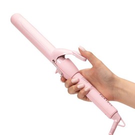 FoxyBae Blush 1.25” Spring Clip Curler - Tourmaline Ceramic Curling Iron for Long-lasting, Frizz-Free, Shiny Curls - 5 Heat Settings, Auto Shutoff