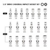 MIXPOWER 19-piece 1/4" Drive Universal Joint Socket Set, 6 Point,