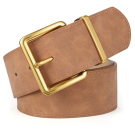 XZQTIVE Women Wide Belt for Dresses Chunky Fashion Suede Belts with Gold Buckle