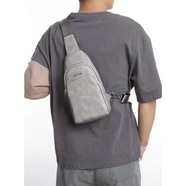 FSD.WG Leather Crossbody Bag Large Capacity Can Be Worn on Both Sides Waterproof Popular Brand [Authentic Product], Gray A, L