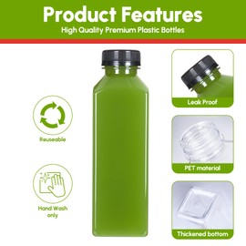 The Buyer Choice 24pcs 16oz Plastic Bottles with caps bulk – Clear Reusable Juice Bottles with caps for smoothies, Disposable Empty bottles for drinks, Juice containers with lids for fridge