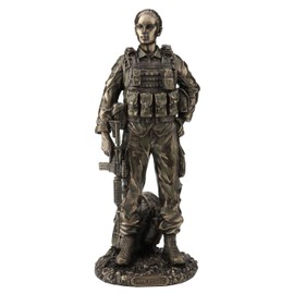 VERONESE DESIGN 11 5/8 Inch Female Soldier Statue Military Gifts Cold Cast Resin Bronze Finish Sculpture