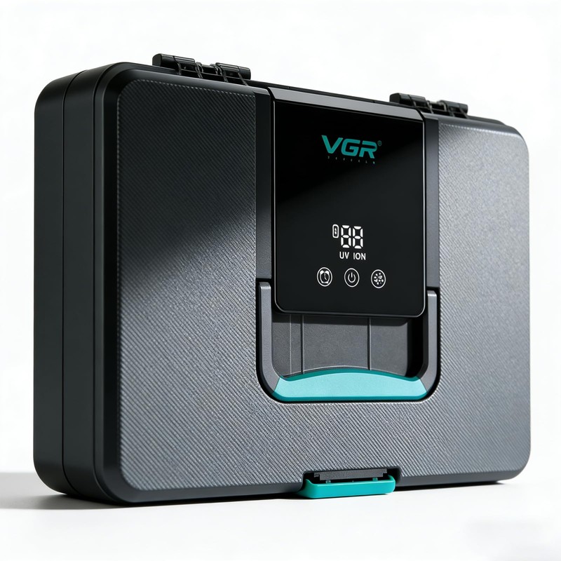 VGR 840 Barber Tool Storage Box with 365nm Light Technology,