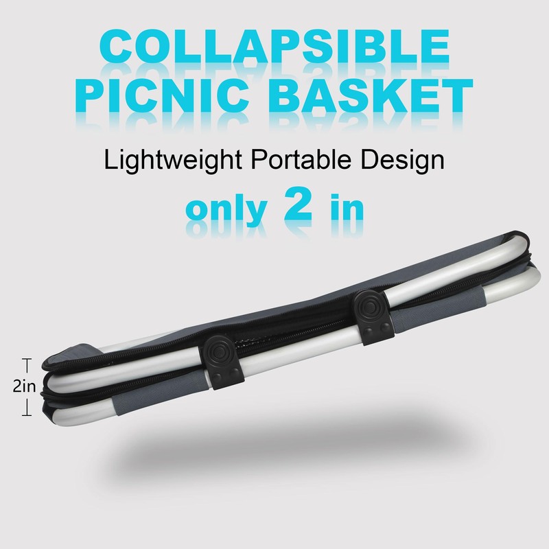 SIYUAN Collapsible Picnic Basket Insulated with Lid 27L Large Capacity