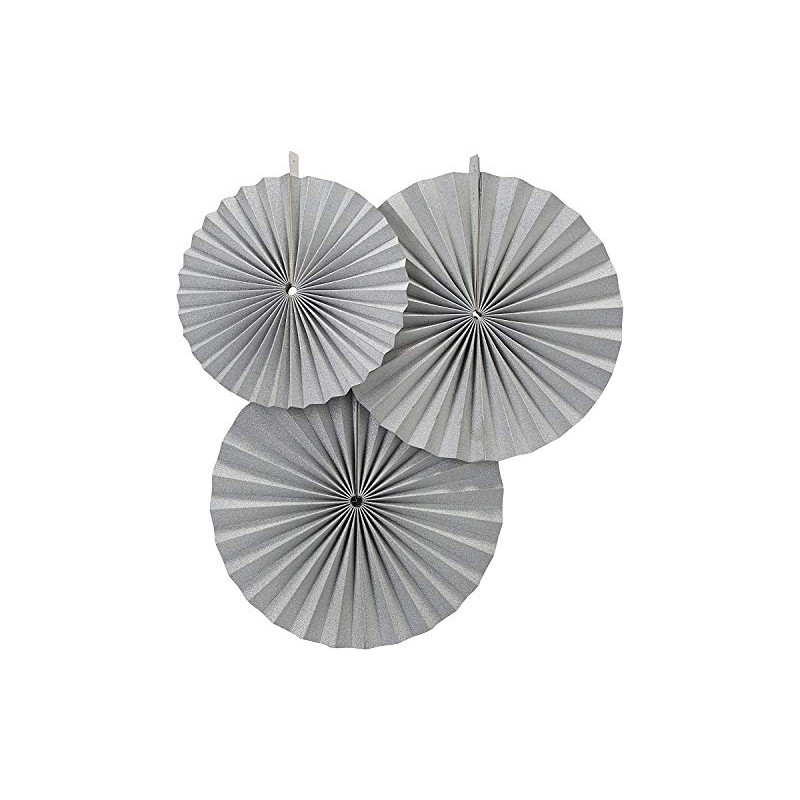 Ginger Ray Silver Glitter Circle Fan Hanging Decorations for Party