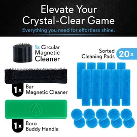 SNOWTREE - BoroBuddy Magnetic Glass Cleaner | Cleans Hard to Reach Stains on Glass, Ceramic, Metal Pieces of All Shapes & Sizes | Glass Pieces, Bottles, Glassware | Free Scrubber Pads | Green