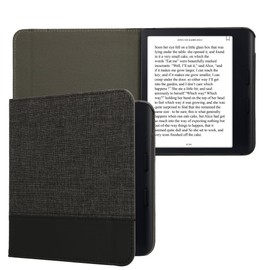 kwmobile Case Compatible with Kobo Kobo Libra Colour/Tolino Vision Colour - Canvas eReader Protective Cover Case - Anthracite Black