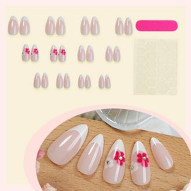 YoYoee 24-Piece Short Almond Press on Nails - Nude French False Nails | Cute Fake Nails for Women Elegant & Durable Artificial Nails for Instant Manicure