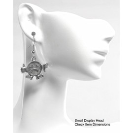 Smiley/Frowny Face with Hands and Feet - 19x23mm - Tibetan Silver charm dangle earrings. Hypoallergenic Stainless-Steel Fishhook or Silver Plated Ball-Post, or Clip-on Earrings Opt.