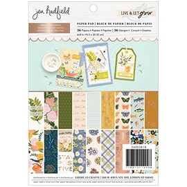 American Crafts Paper - Almohadilla de papel de 6 x 8 pulgadas, Jen Hadfield Live & Let Grow
