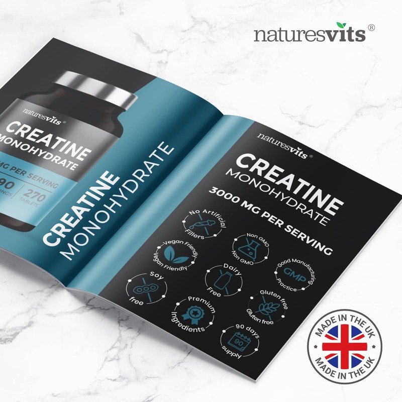 Creatine Monohydrate Tablets, 3000mg Per Serve - 270 Tablets -