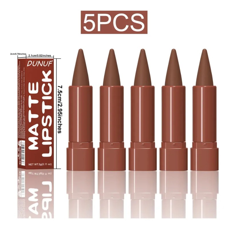 Dunuf 5 Pzs Labiales Mate Hidratantes Fáciles De Aplicar